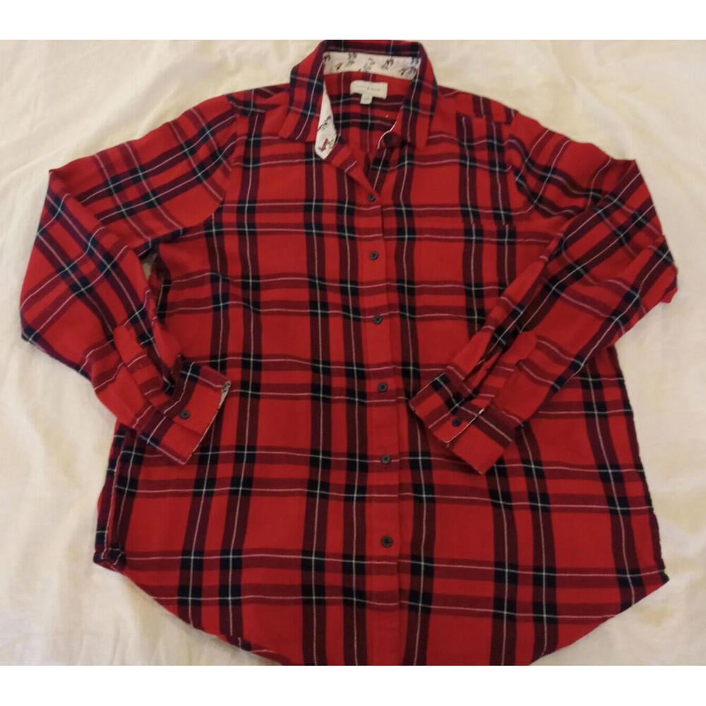 Lucky Brand Women's Size Large  Humboldt Woven Flannel Shirt Red Workwear Soft